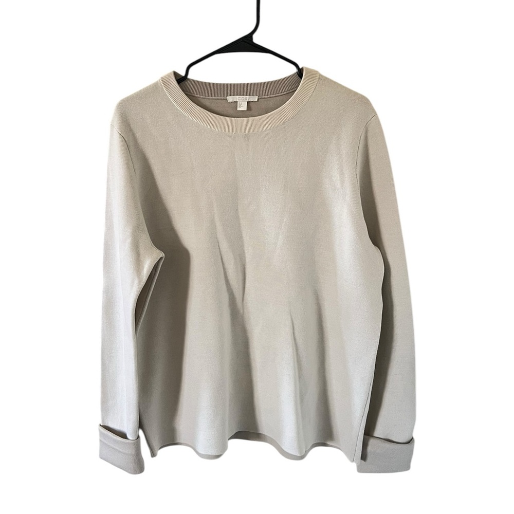 COS Taupe Wool Blend Crewneck Sweater